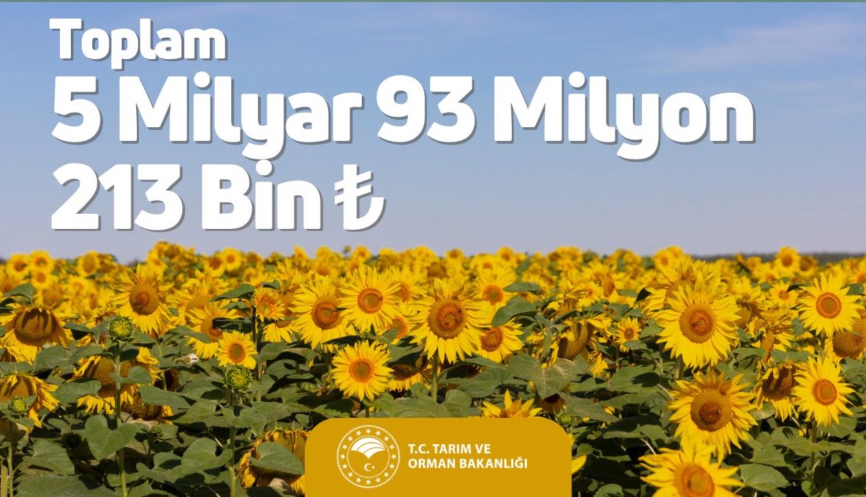 Çiftçilere 5 milyar 93 milyon 213 bin lira destek ödemesi