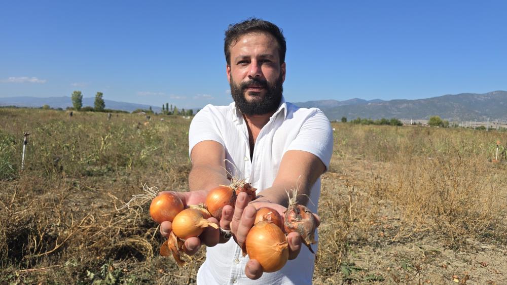 Tarlasındaki 500 ton soğanı vatandaşlara ücretsiz verdi