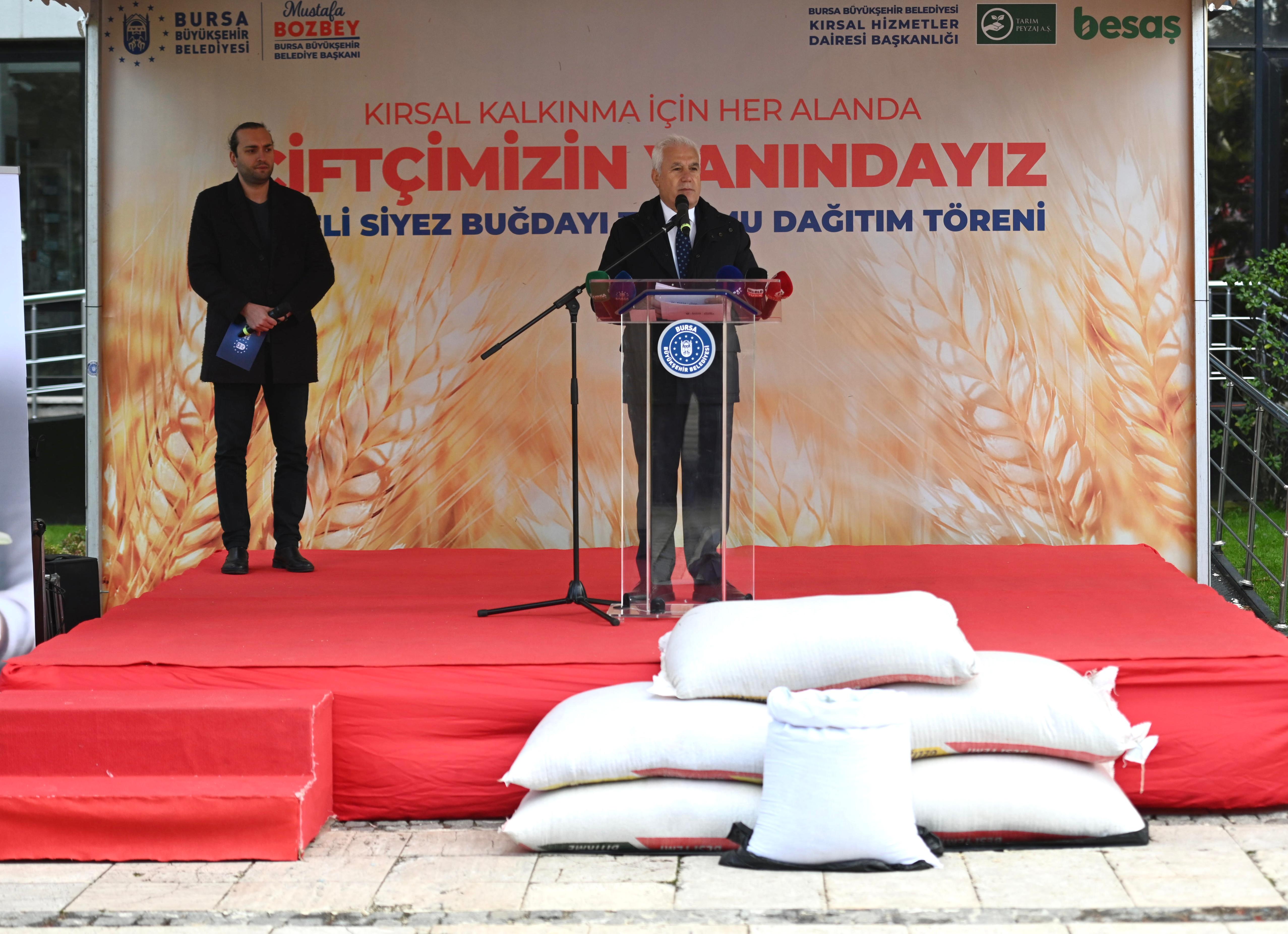 Bursa Büyükşehir Belediyesi çiftçilere siyez buğdayı tohumu dağıttı