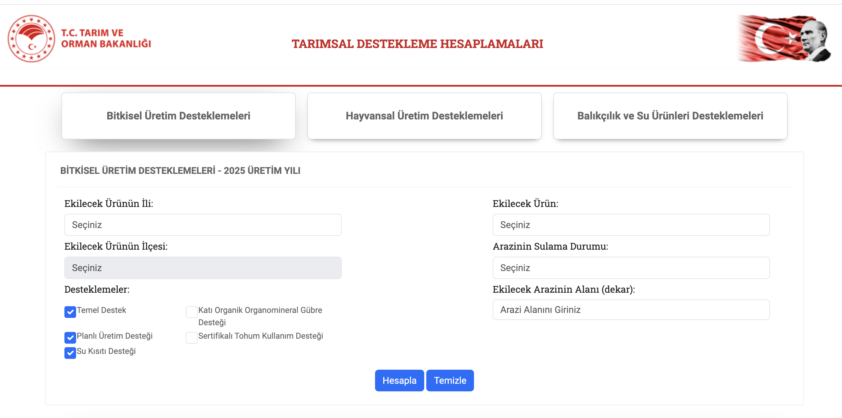 Çiftçilerin "Ne kadar destek alırım?" sorusuna kolayca yanıt bulabileceği site hizmete girdi
