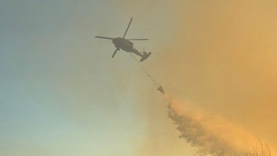 Elektrik tellerine takılan helikopterde korkulan olmadı