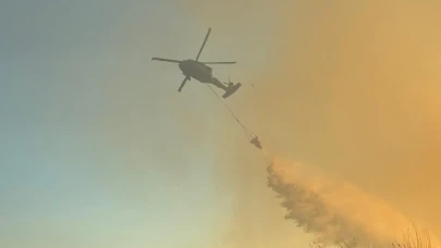Elektrik tellerine takılan helikopterde korkulan olmadı