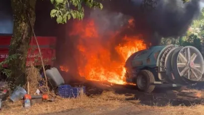 Bursa'da ilaçlama makinesi alev topuna döndü