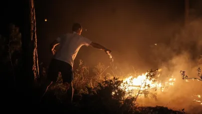 Durmayan yangına pet şişelerle müdahale