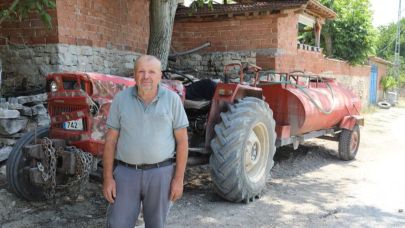 Yangına patlak lastikle su taşıyan kahraman çiftçi konuştu