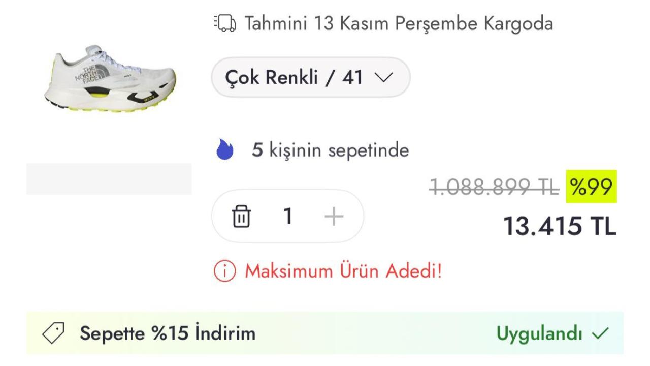 Ayakkabıyı 1 milyon lira gösterip yüzde 99 düşürdüler