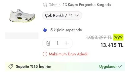 Ayakkabıyı 1 milyon lira gösterip yüzde 99 düşürdüler