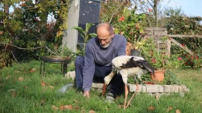 Yuvadan atılan leyleğe sahip çıktı sobalı oda yaptı