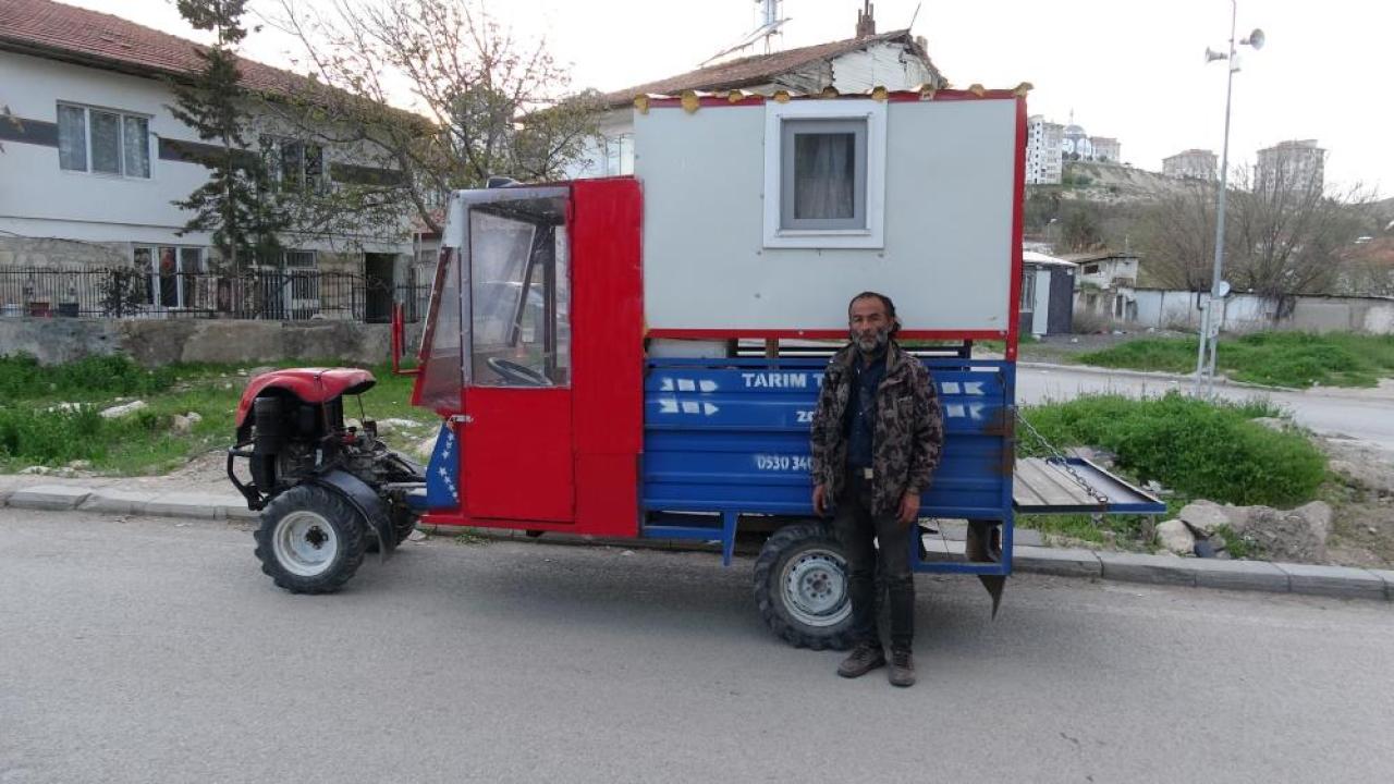 Küçük "patpat"ını karavana dönüştürdü kiralık evden kurtuldu