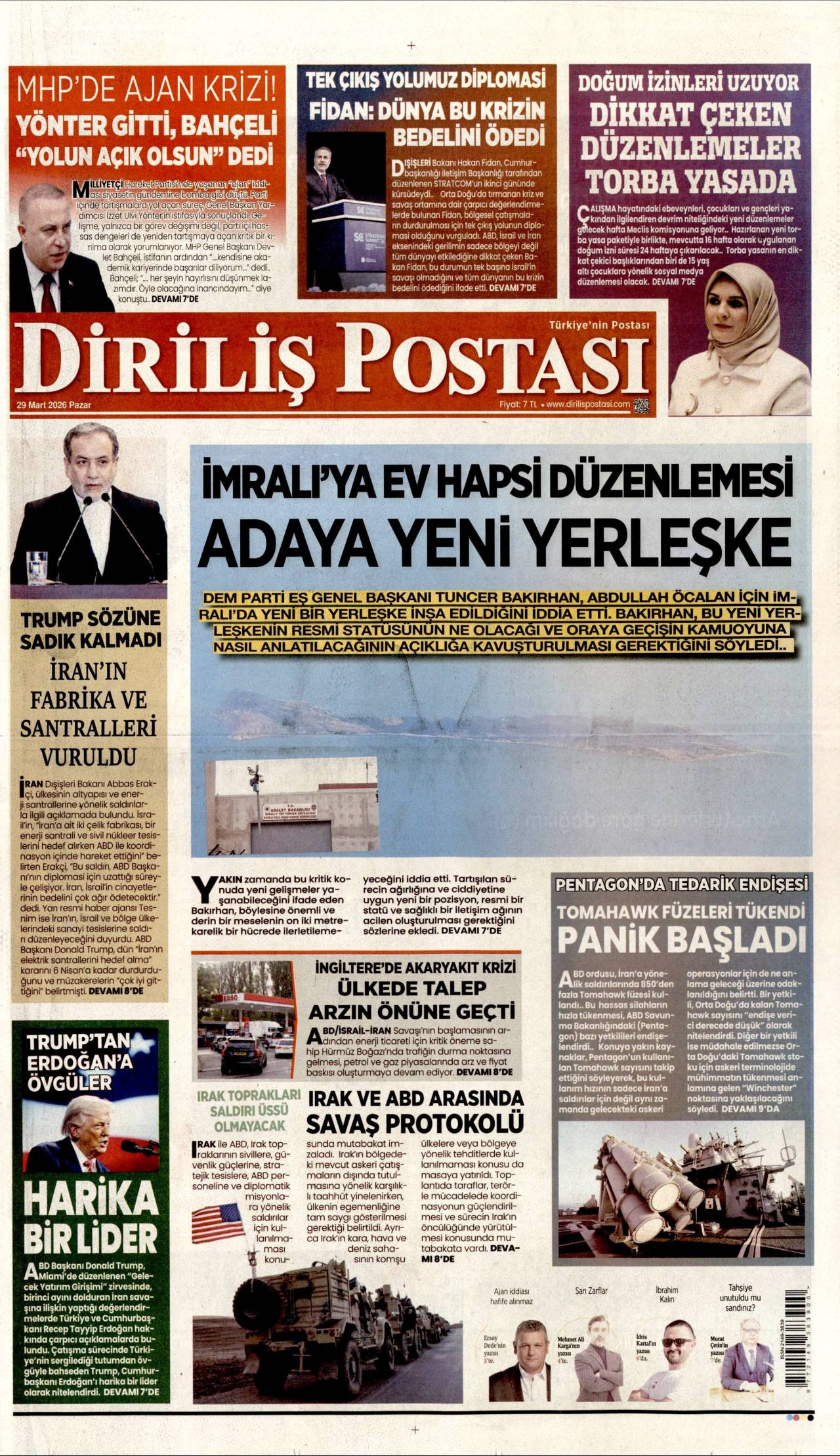 Diriliş Postası Gazetesi Gazete Manşeti