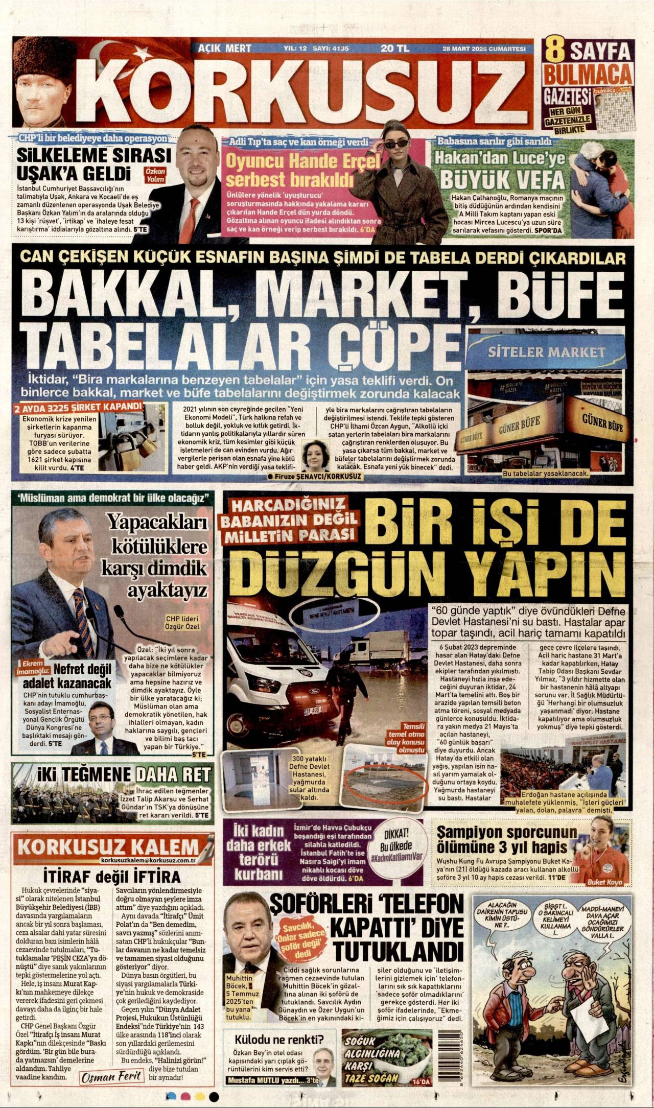 Korkusuz Gazetesi Gazete Manşeti