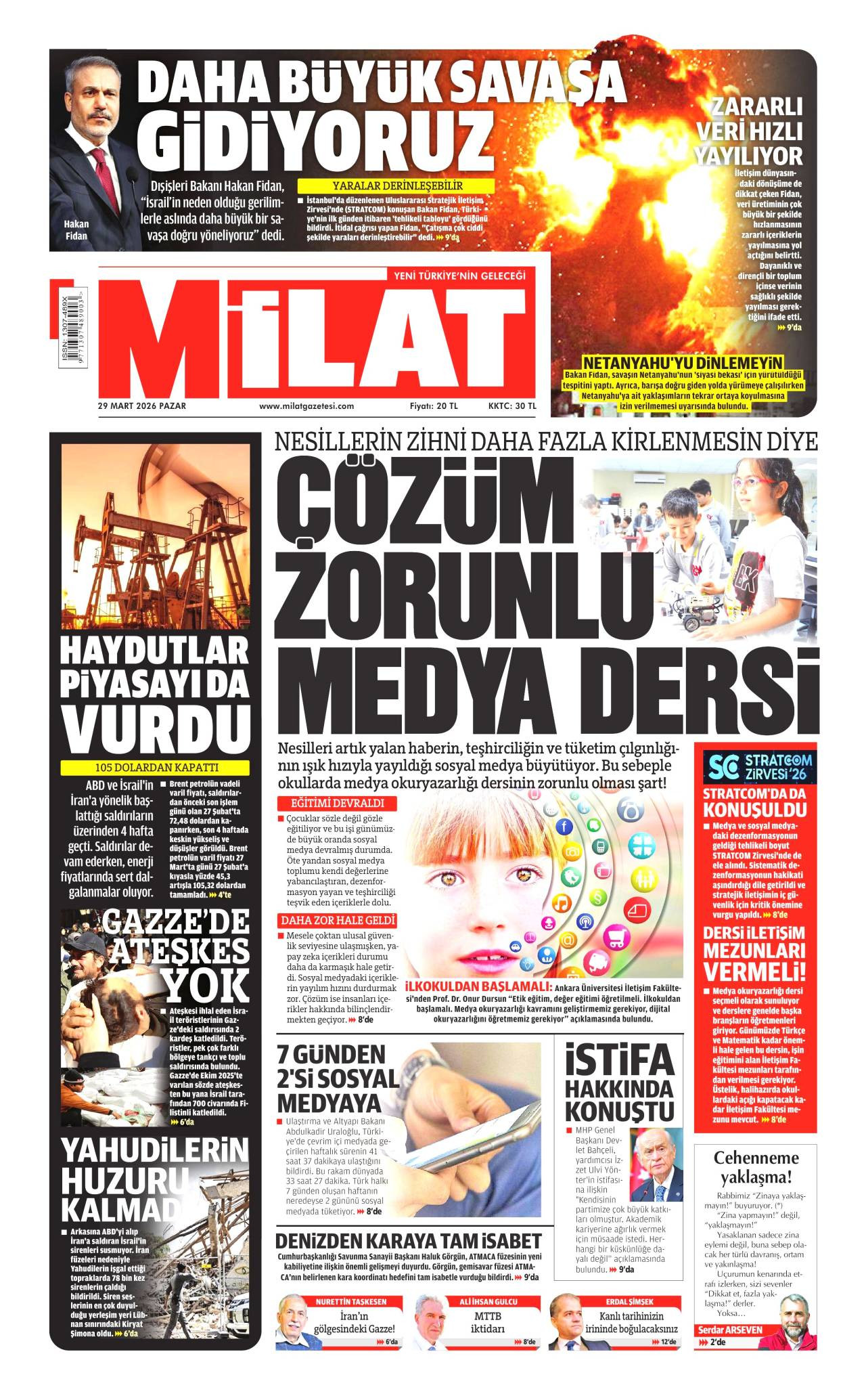 Milat Gazetesi Gazete Manşeti