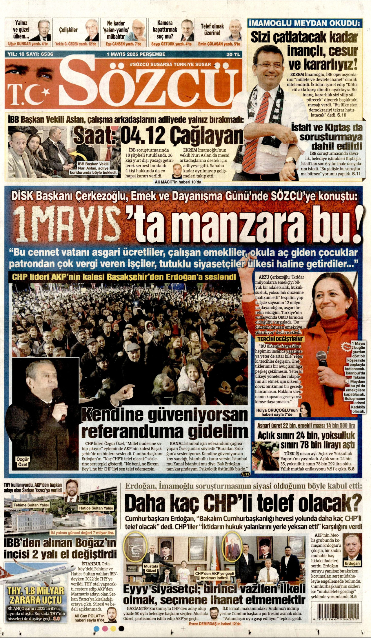 SÖZCÜ Gazete Manşeti