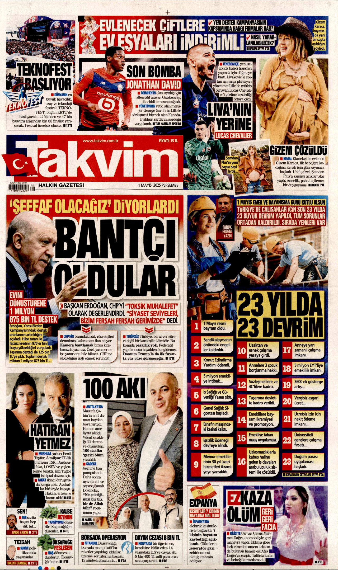 TAKVİM Gazete Manşeti
