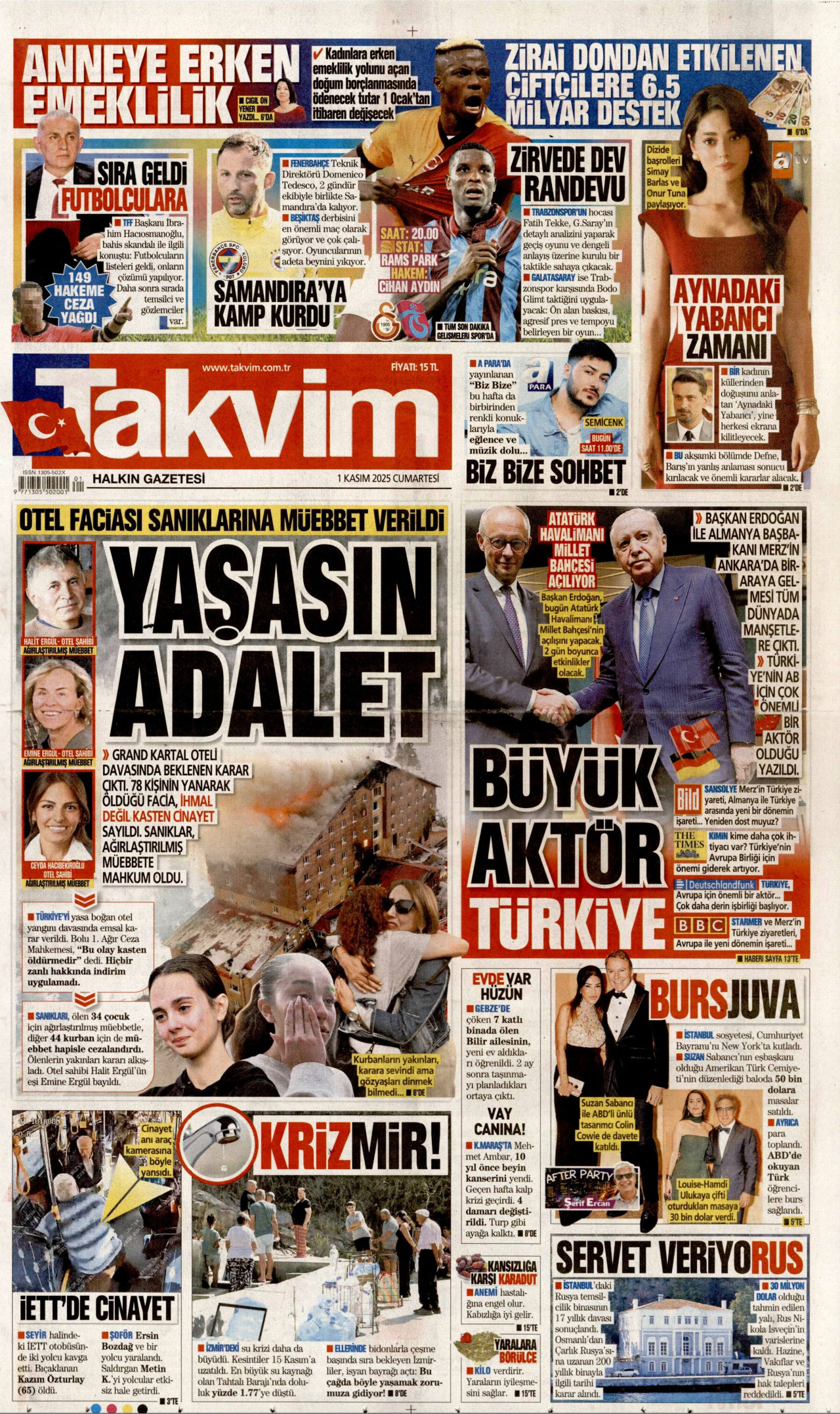 TAKVİM Gazete Manşeti