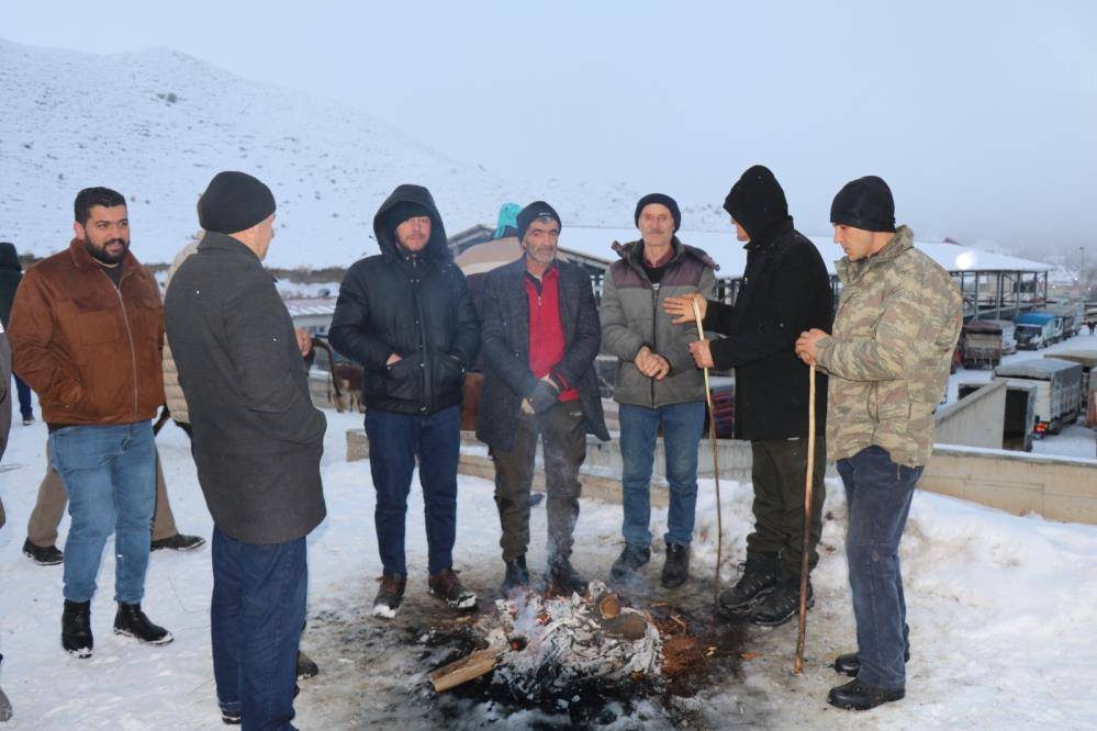 Eksi 15 derecede hayvan pazarı kuruldu; ilgi gördü