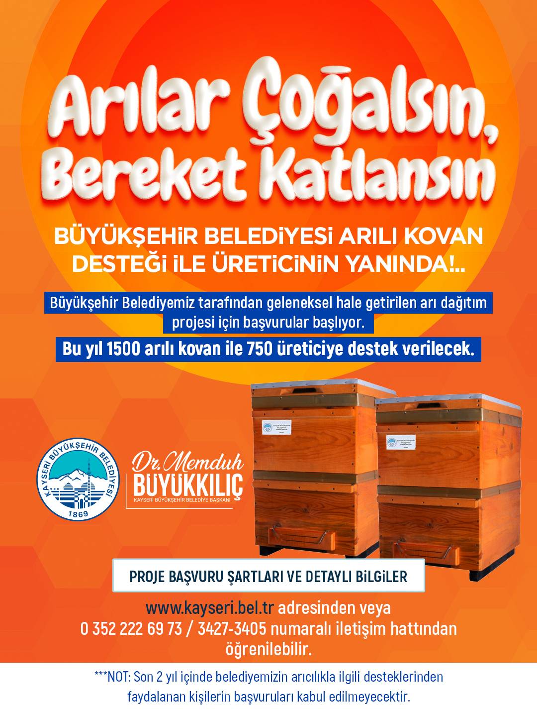 Kayseri'de arı desteği için başvurular 23 Şubat'ta başlıyor