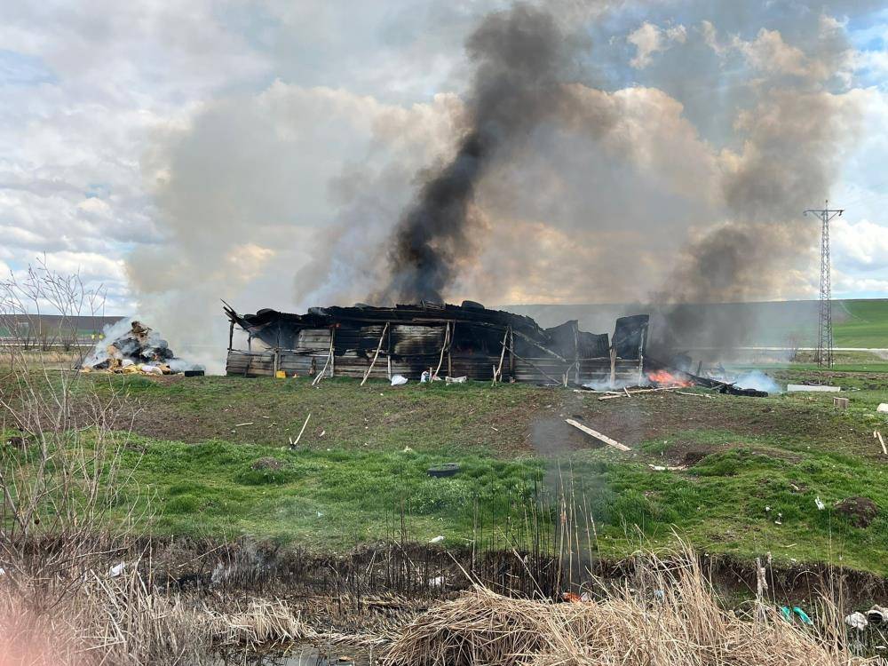 Çorum'da alevler saman balyaları ve ağılı küle çevirdi
